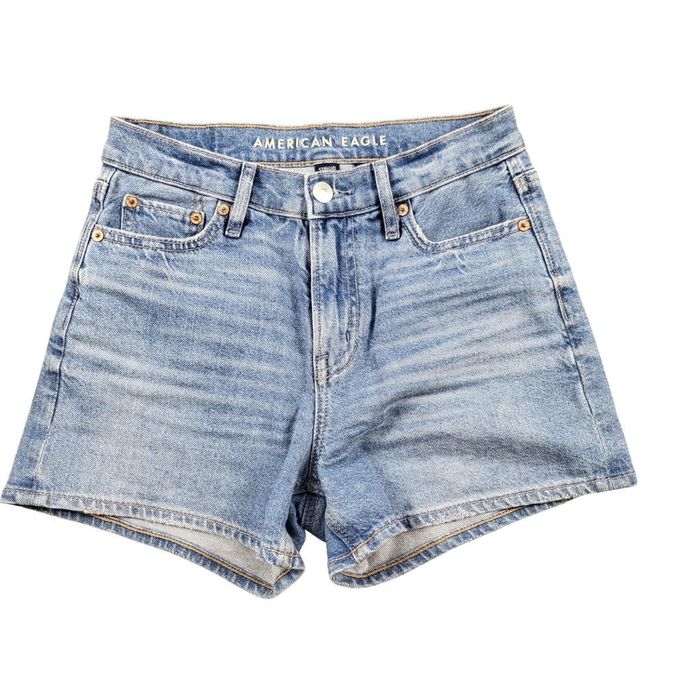 American Eagle Strigid Real Good High Waisted Denim Shorts Light Wash 000 7767